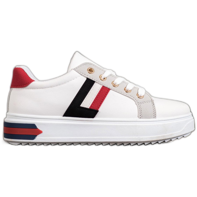 SHELOVET Calzado deportivo de cuero ecológico blanco multicolor