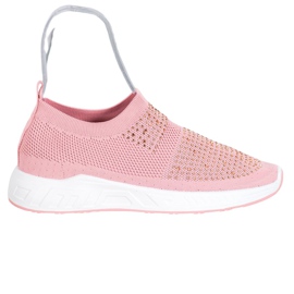 SHELOVET Zapatos sin cordones con cristales rosa