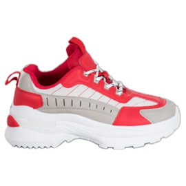 SHELOVET Zapatos de moda en la plataforma rojo multicolor