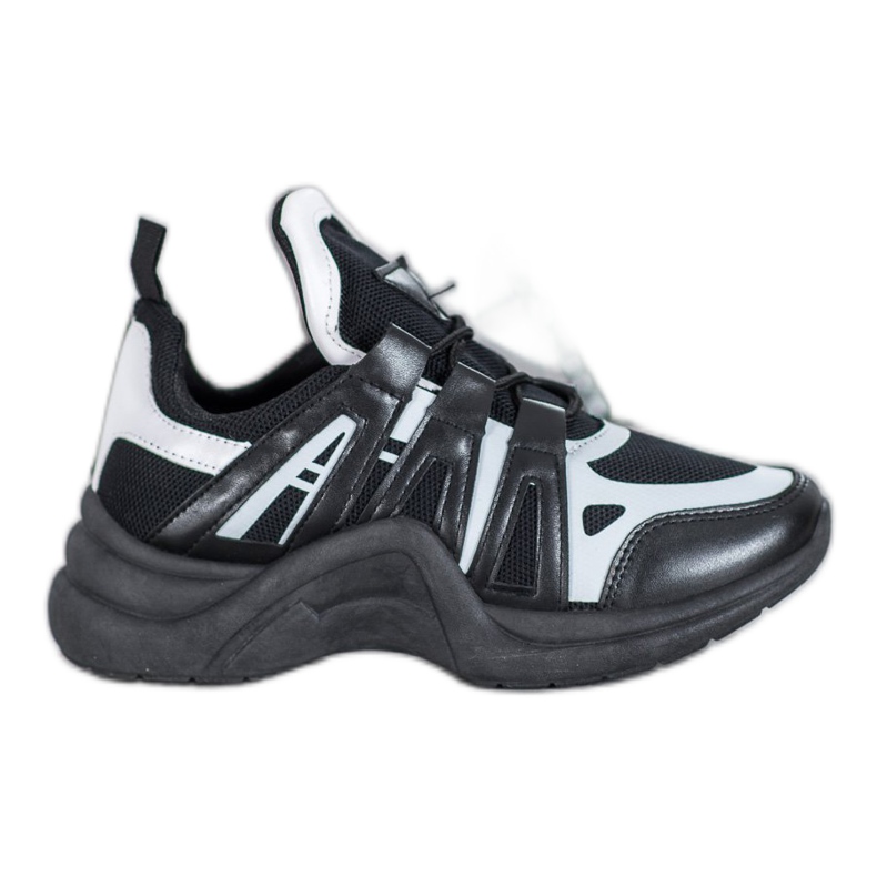 SHELOVET Zapatillas cómodas de moda blanco negro