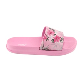 Zapatillas rosa flores perfiladas American Club blanco gris verde