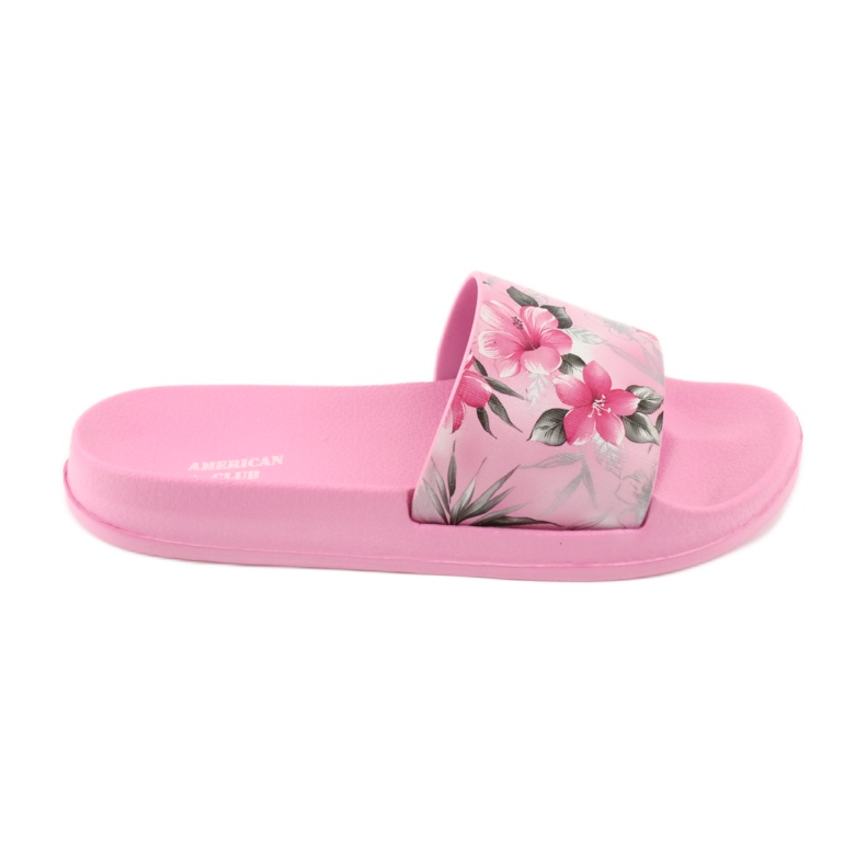 Zapatillas rosa flores perfiladas American Club blanco rosado gris verde