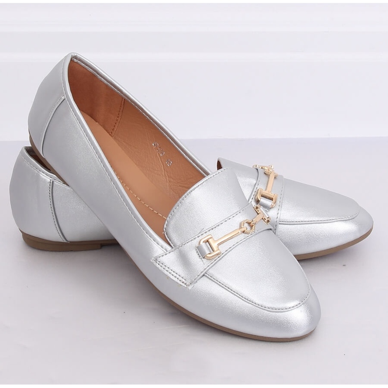 Mocasines plateados metalizados 9F176 Silver gris