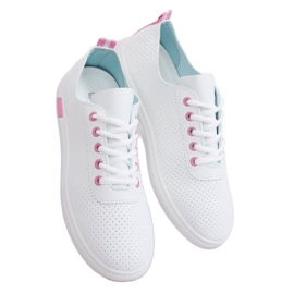 Zapatillas con cordones en blanco y rosa BB77 Fushia