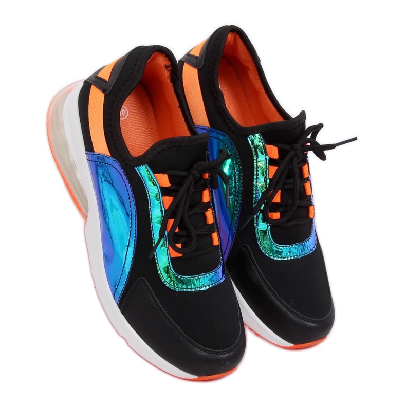 Zapatillas deportivas de mujer negras F-3336 BLACK / ORANGE negro multicolor
