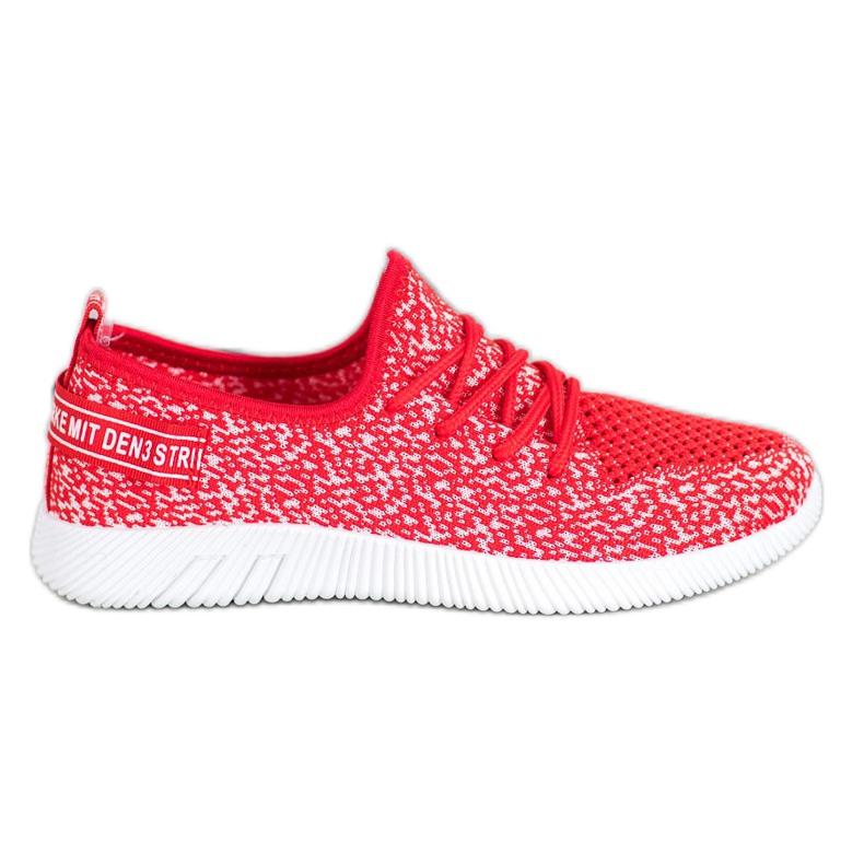 SHELOVET Zapatillas de tejido calado blanco rojo