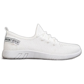 SHELOVET Zapatillas de tejido calado blanco