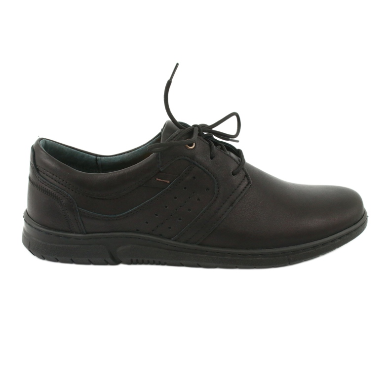 Riko 870 zapatos para hombres cuero cómodo negro