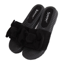 Zapatillas de mujer negras con lazo YQ225P Negro