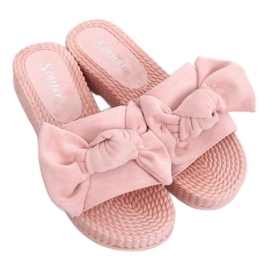 Pantuflas de mujer rosas con lazo YQ225P Pink