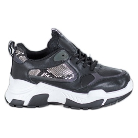 Bella Paris Zapatillas de cuero ecológico negro multicolor