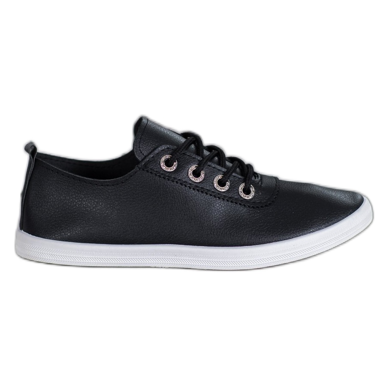SHELOVET Zapatillas elegantes con cuero ecológico negro