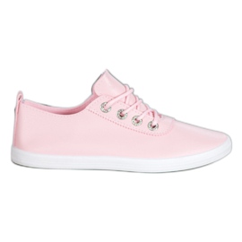 SHELOVET Zapatillas elegantes con cuero ecológico rosado