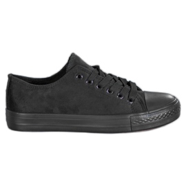 SHELOVET Zapatillas de gamuza negro