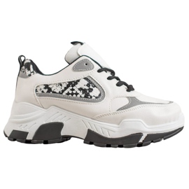 Bella Paris Zapatillas de cuero ecológico blanco multicolor