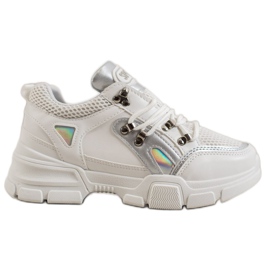 Bella Paris Zapatillas de moda con malla blanco