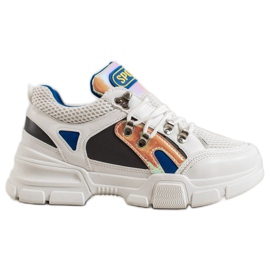 Bella Paris Zapatillas de moda con malla blanco multicolor