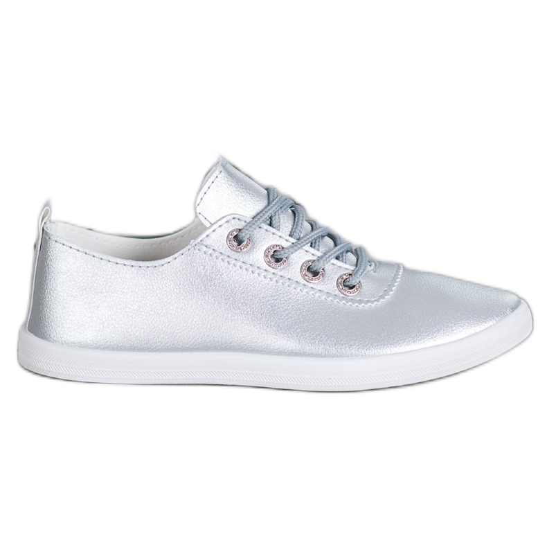 SHELOVET Zapatillas elegantes con cuero ecológico gris