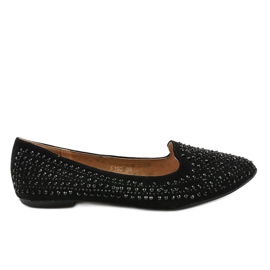 Mocasines bailarina negros decorados con F160