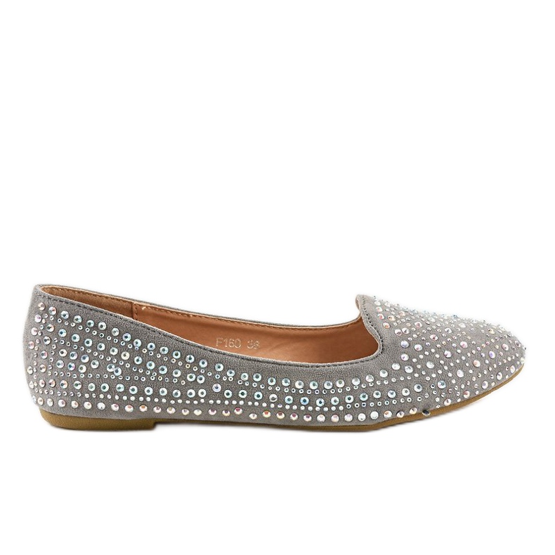 Mocasines bailarina grises decorados con F160