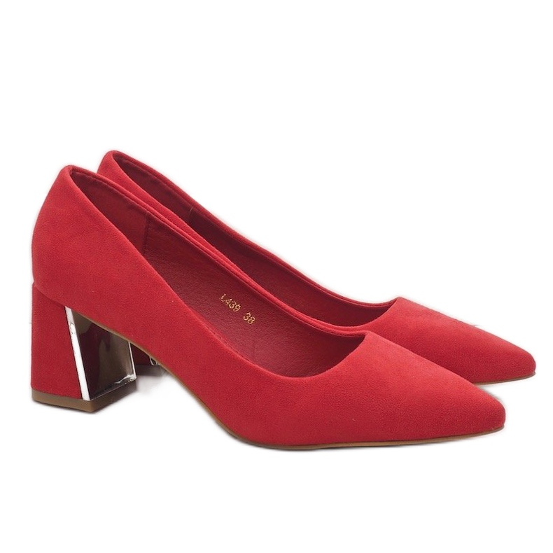 Zapatos de tacón de ante rojo en el pilar L439 Zapatos de tacón de ante rojo en el pilar L439