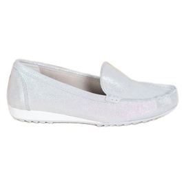 Goodin Mocasines plateados con purpurina gris