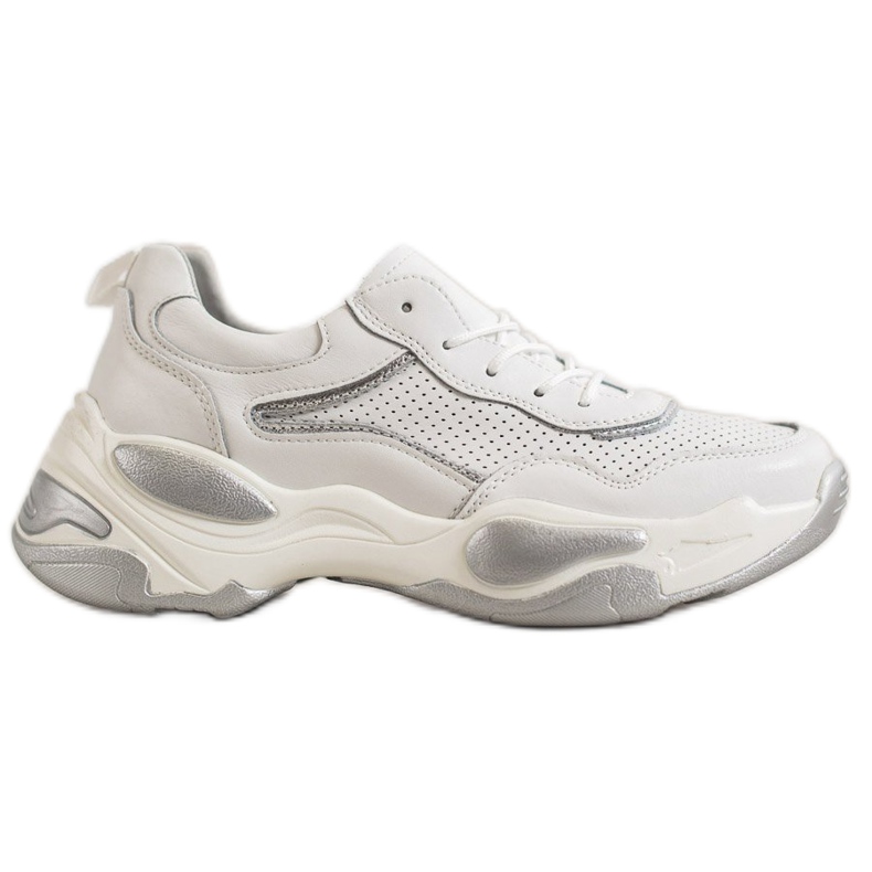 Goodin Zapatillas de cuero blanco multicolor