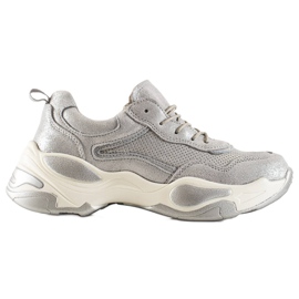 Goodin Zapatillas de cuero multicolor gris