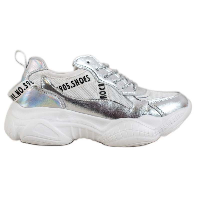 Goodin Zapatillas de cuero plateadas gris