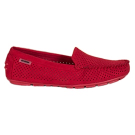 Goodin Mocasines calados con ante rojo