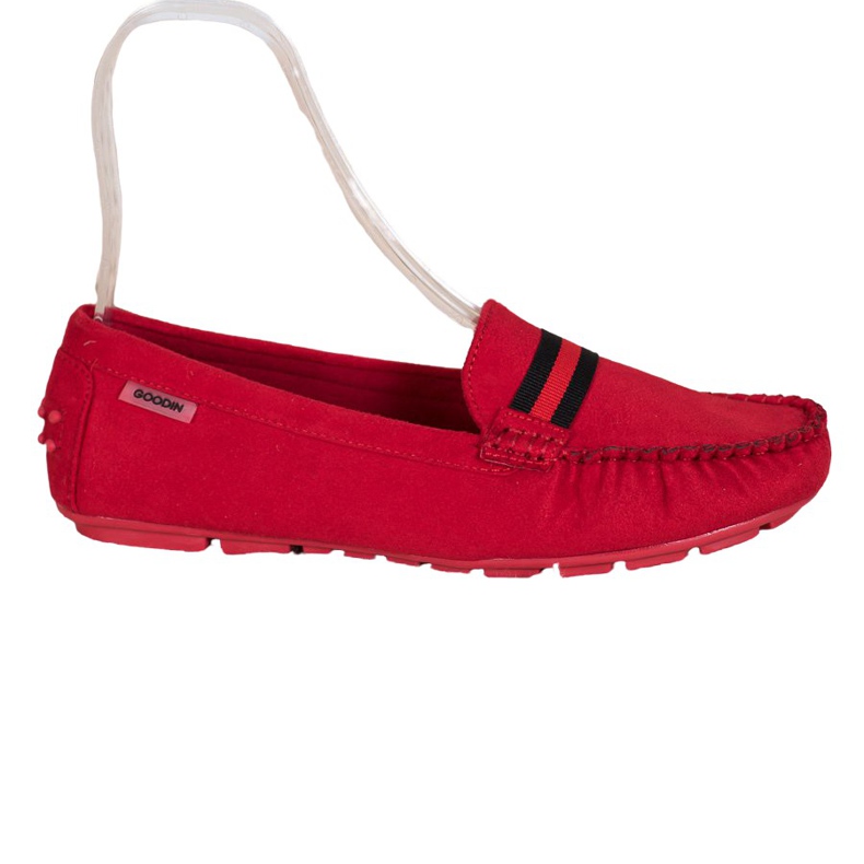 Goodin Mocasines de ante con cinturón rojo Goodin Mocasines de ante con cinturón rojo