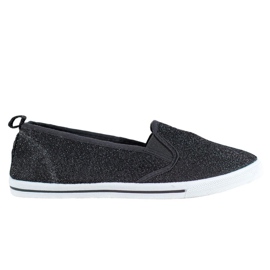 SHELOVET Zapatos sin cordones con purpurina negro