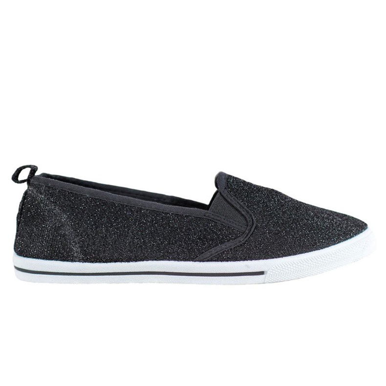 SHELOVET Zapatos sin cordones con purpurina negro