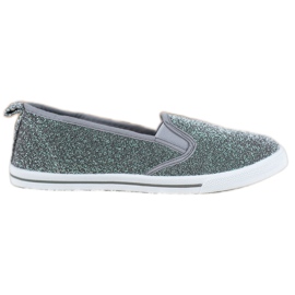 SHELOVET Zapatos sin cordones con purpurina gris