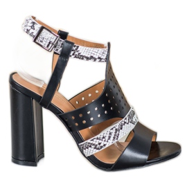 Small Swan Sandalias caladas con estampado de serpiente negro