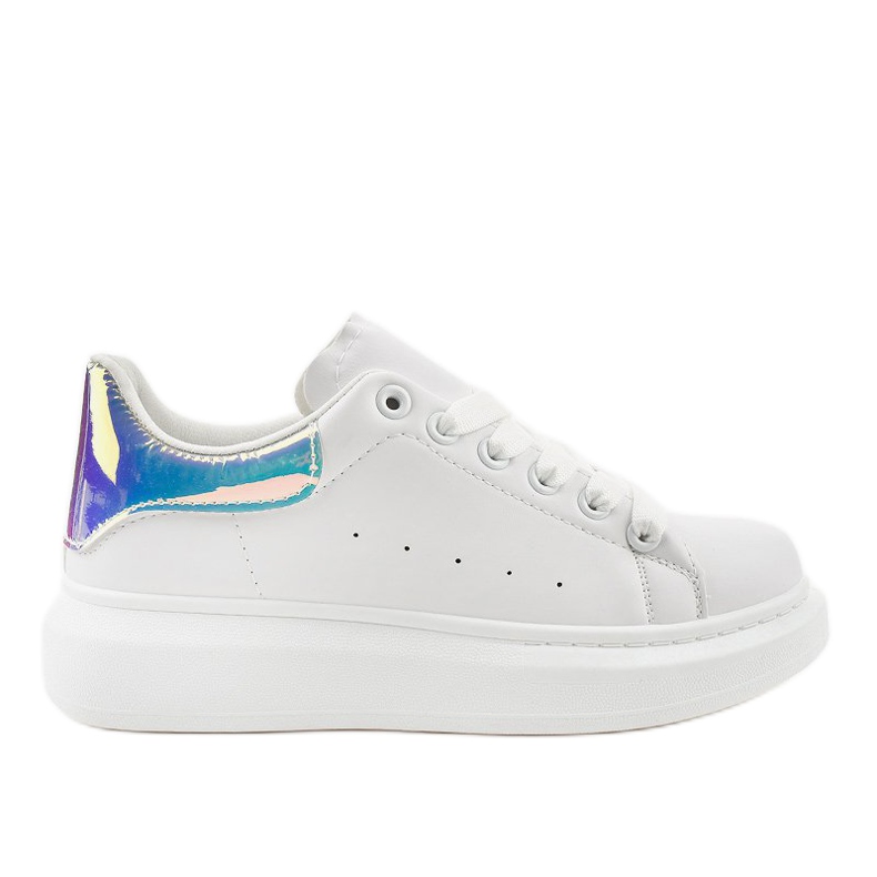 Zapatillas blancas sobre suela gruesa 650-3 blanco azul