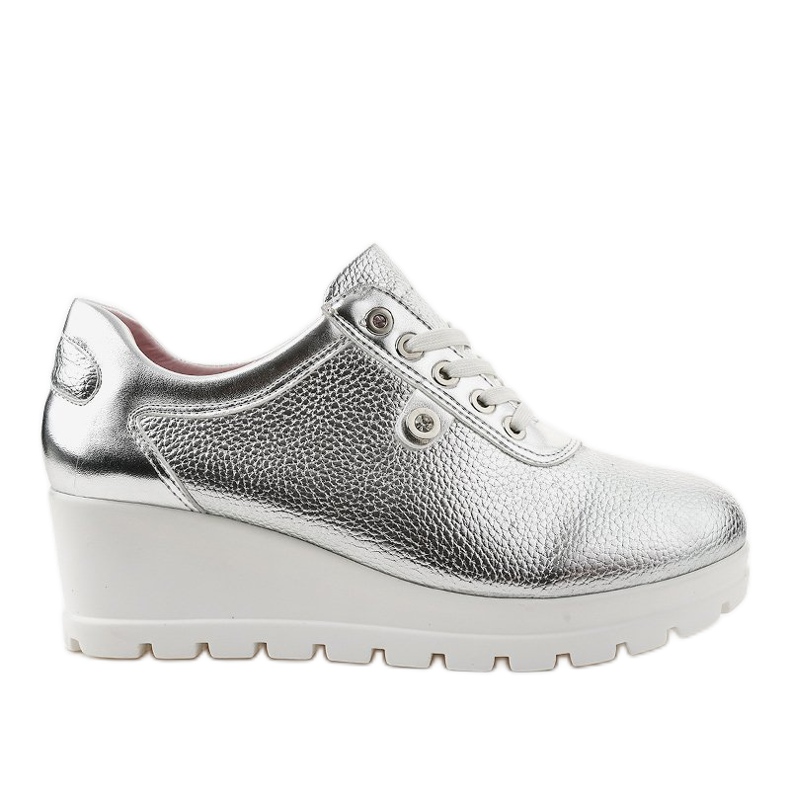 Zapatos deportivos plateados con cuña de moda JFL662-2 gris