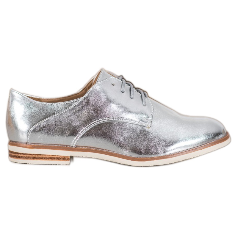 SHELOVET Zapatos plateados con cuero ecológico gris