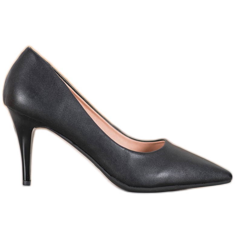 SHELOVET Elegantes tacones con cuero ecológico negro