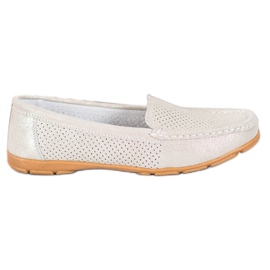 Mocasines de piel con purpurina VINCEZA beige dorado