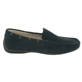 American Club Mocasines de cuero. Gamuza marina azul americano jk02