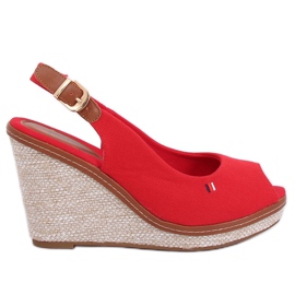 Sandalias de cuña rojas R132P Rojo