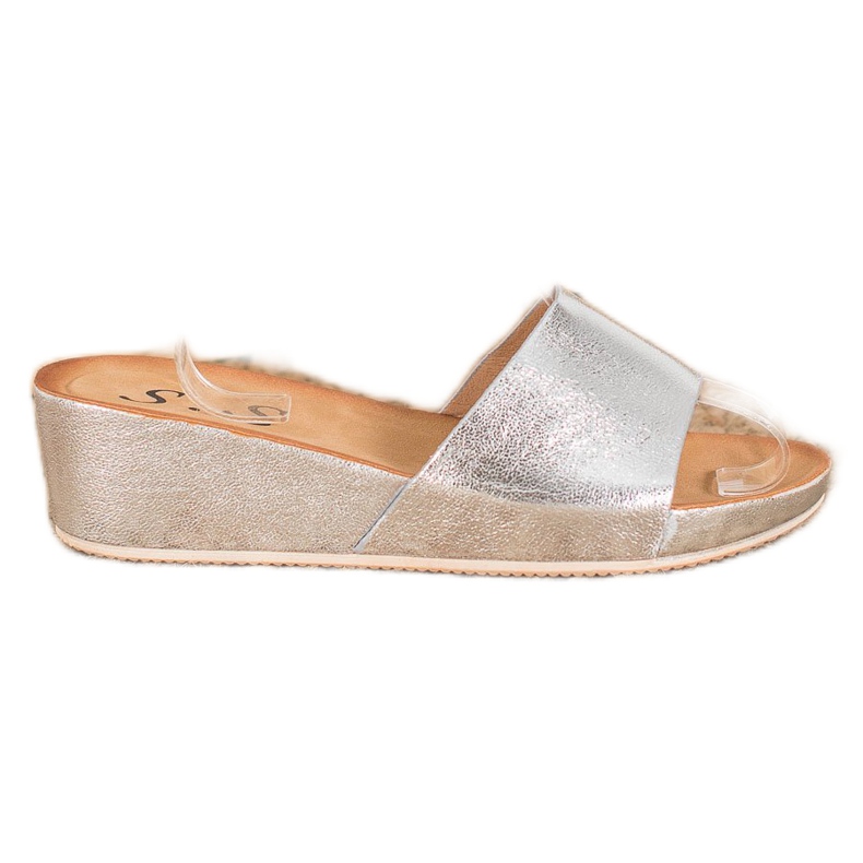 SHELOVET Zapatillas de cuña con estilo gris