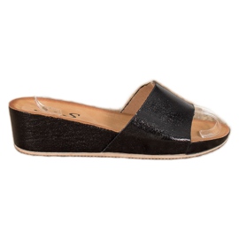 SHELOVET Zapatillas de cuña con estilo negro