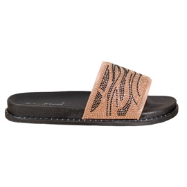 SHELOVET Zapatillas de moda con circonita cúbica marrón amarillo
