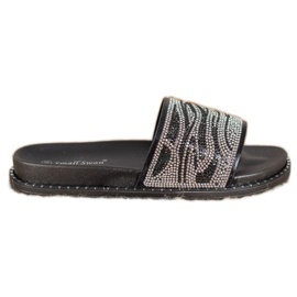 SHELOVET Zapatillas de moda con circonita cúbica negro gris