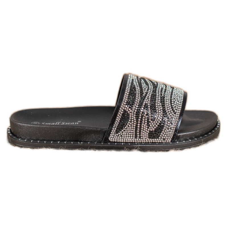 SHELOVET Zapatillas de moda con circonita cúbica negro gris