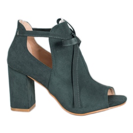 Botas VINCEZA con punta abierta atada verde Botas VINCEZA con punta abierta atada verde