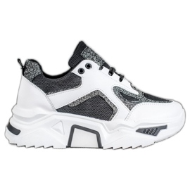 Seastar Zapatillas de moda con purpurina blanco negro