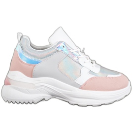 SHELOVET Zapatillas cómodas en la plataforma blanco multicolor
